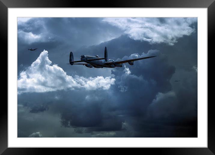 Bomber's moon: Lancasters at night Framed Mounted Print by Gary Eason