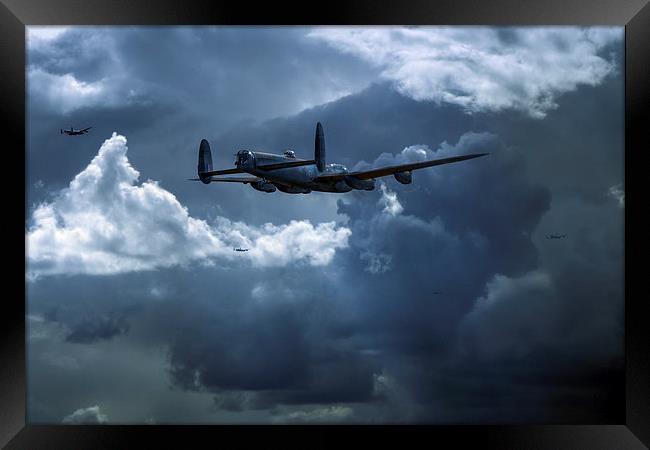 Bomber's moon: Lancasters at night Framed Print by Gary Eason