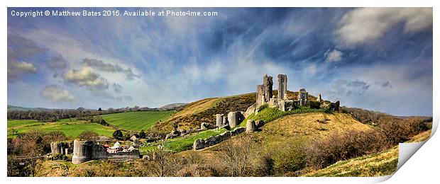  Corfe Castle from the East Print by Matthew Bates