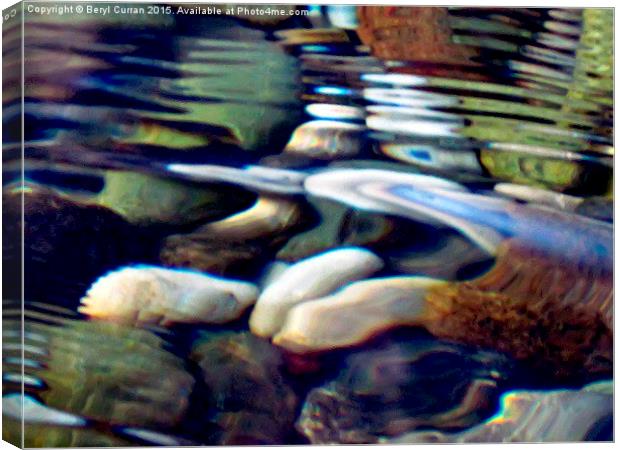 Colourful Pebbles Dance in Flowing Stream Canvas Print by Beryl Curran