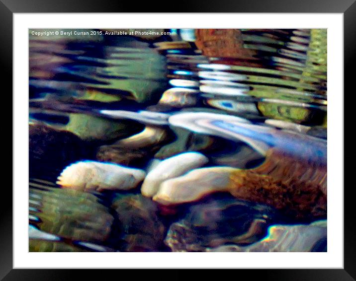 Colourful Pebbles Dance in Flowing Stream Framed Mounted Print by Beryl Curran