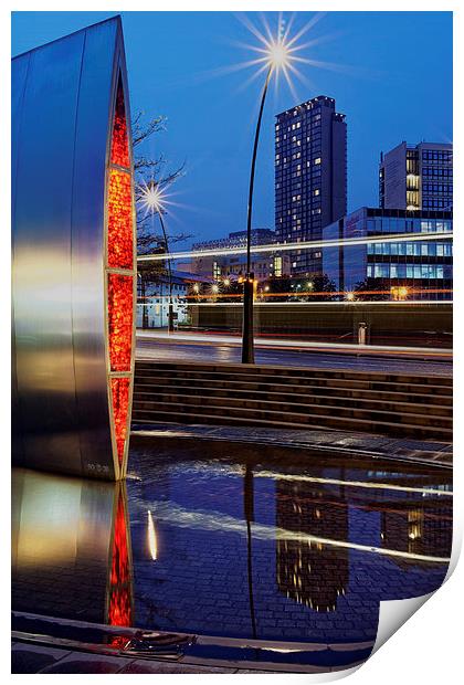 Sheaf Square Water Feature and City Centre  Print by Darren Galpin