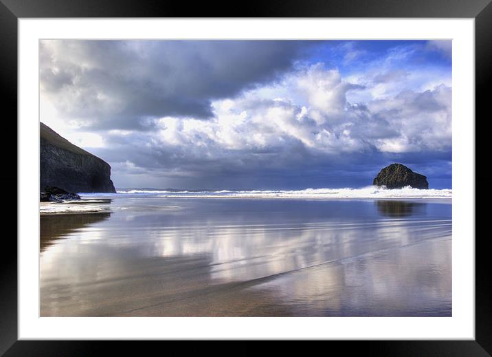 Reflections Trebarwith Strand Cornwall Framed Mounted Print by David Wilkins