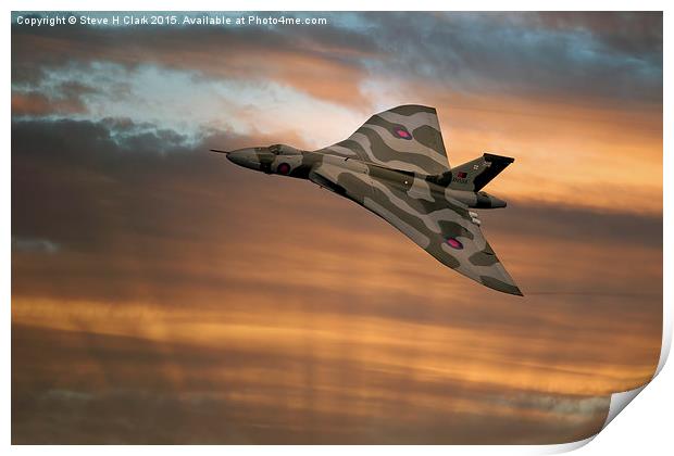  Avro Vulcan XH558 At Sunset Print by Steve H Clark