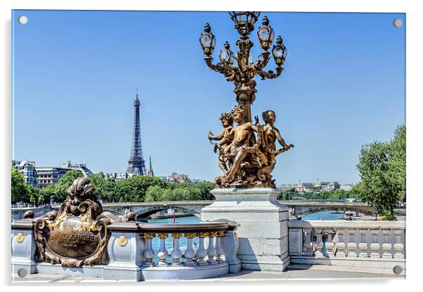 Paris, Eiffel Tower from the Pont Alexandre bridge Acrylic by Kevin Tate