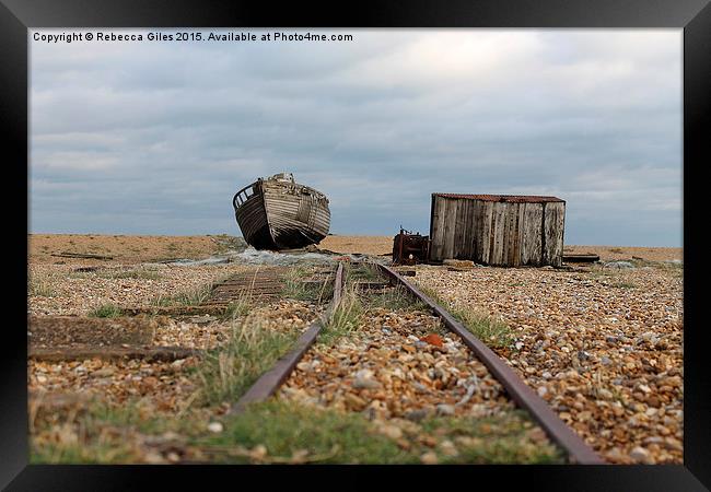  Old Boat at Dungeness  Framed Print by Rebecca Giles