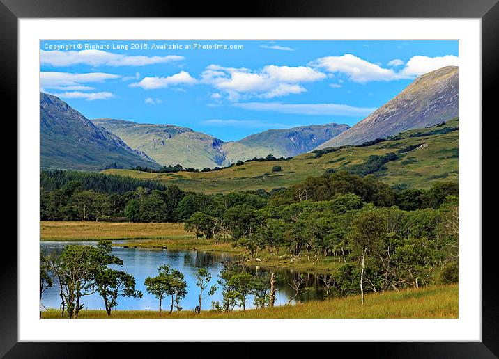 A  view to Sunlit Scottish Mountains Framed Mounted Print by Richard Long
