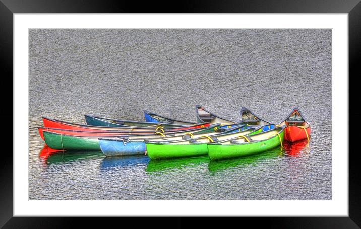 Canoes Canoes and more Canoes Framed Mounted Print by Mike Gorton