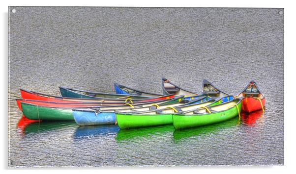 Canoes Canoes and more Canoes Acrylic by Mike Gorton