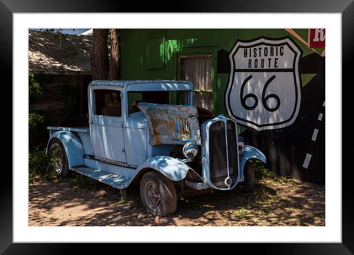 Car wreck in Seligman Framed Mounted Print by Thomas Schaeffer