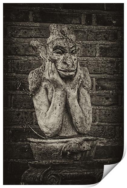 Gargoyle statue Print by Dave Windsor