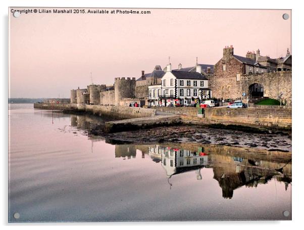  Caernarfon Harbour Front.  Acrylic by Lilian Marshall