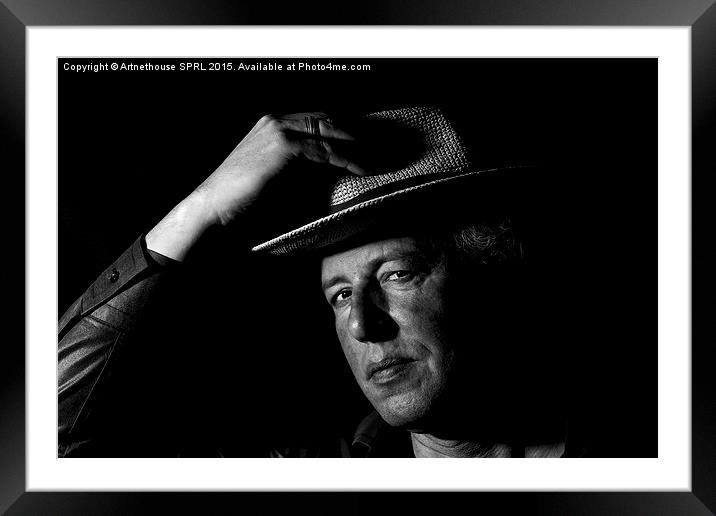  Man wearing natural hat Framed Mounted Print by Artnethouse SPRL