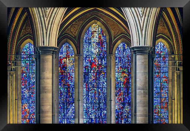 Salisbury Cathedral Stain Glass Window Framed Print by Paul Chambers