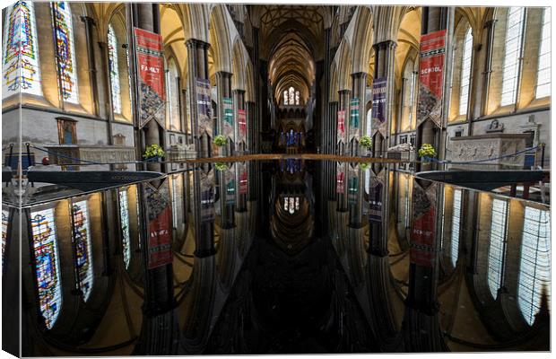 Salisbury Cathedral Font Reflection Canvas Print by Paul Chambers