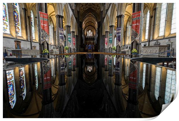 Salisbury Cathedral Font Reflection Print by Paul Chambers