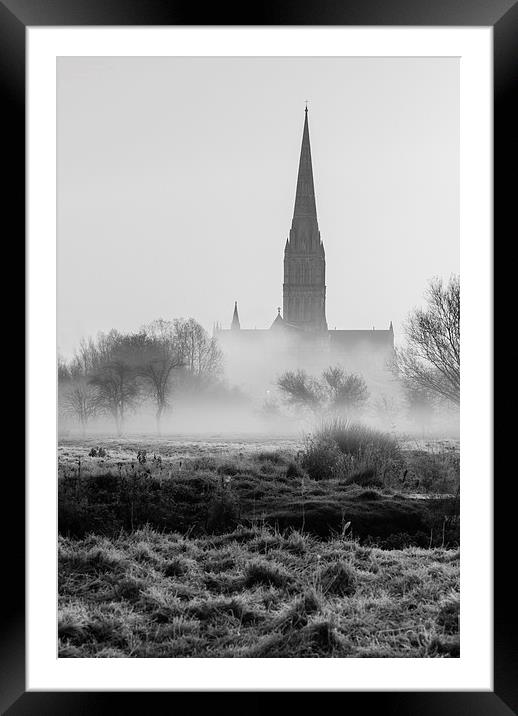  View of Salisbury Cathedral Mono Framed Mounted Print by Paul Chambers