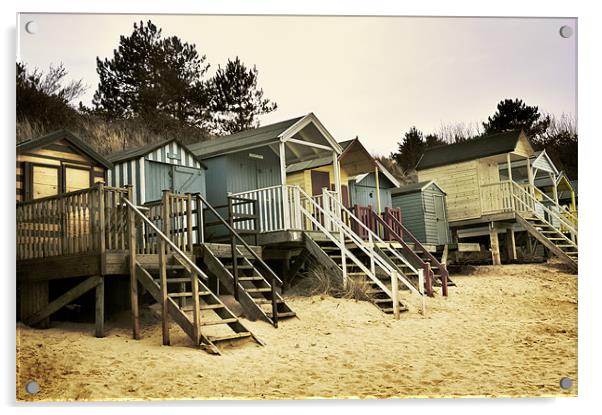 Wells Beach Huts Acrylic by Stephen Mole