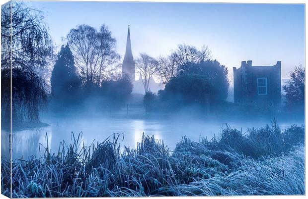  Cold blue View of Salisbury Cathedral Canvas Print by Paul Chambers