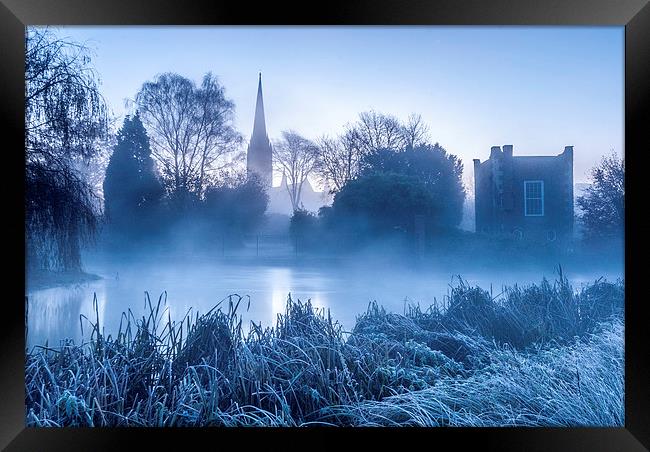  Cold blue View of Salisbury Cathedral Framed Print by Paul Chambers