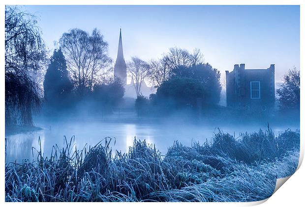  Cold blue View of Salisbury Cathedral Print by Paul Chambers