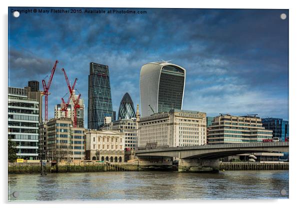  London Landmarks Acrylic by Mary Fletcher
