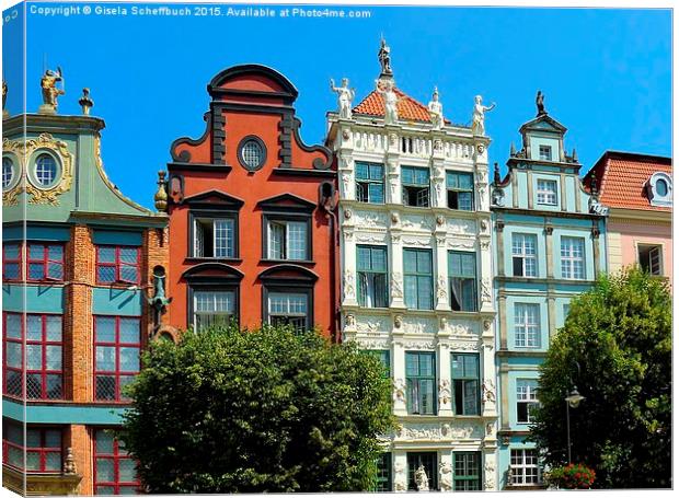  Long Market in Gdansk Canvas Print by Gisela Scheffbuch