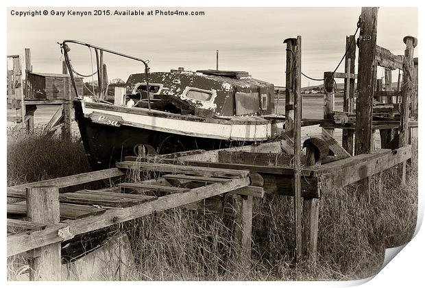 Old Boat And Jetty At Skippool Creek Print by Gary Kenyon