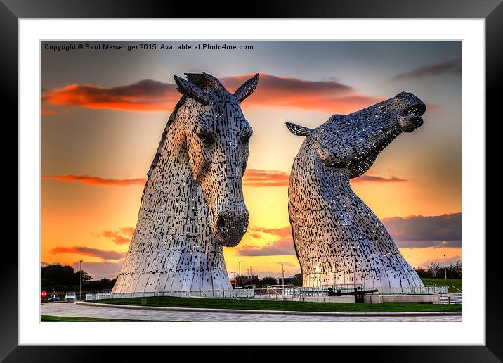    Kelpies at Sunset Scotland Framed Mounted Print by Paul Messenger
