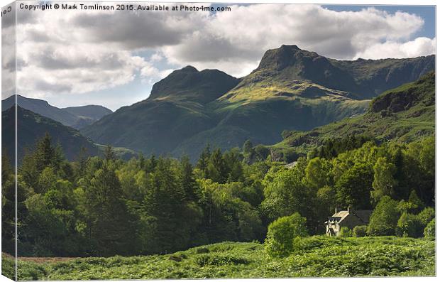  Sunlight on Langdale Pikes Canvas Print by Mark Tomlinson