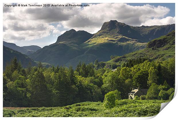 Sunlight on Langdale Pikes Print by Mark Tomlinson