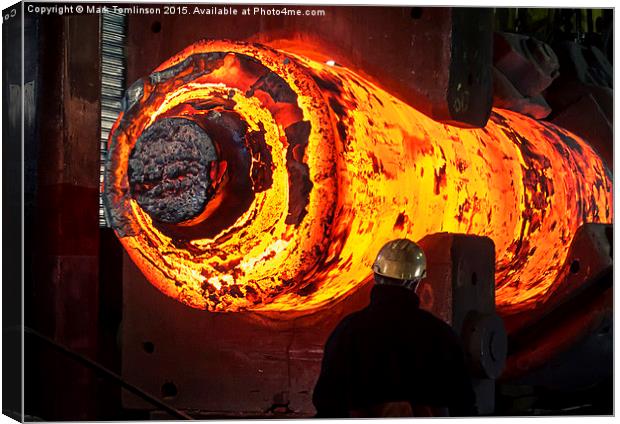  Large Ingot being forged at high temperature Canvas Print by Mark Tomlinson