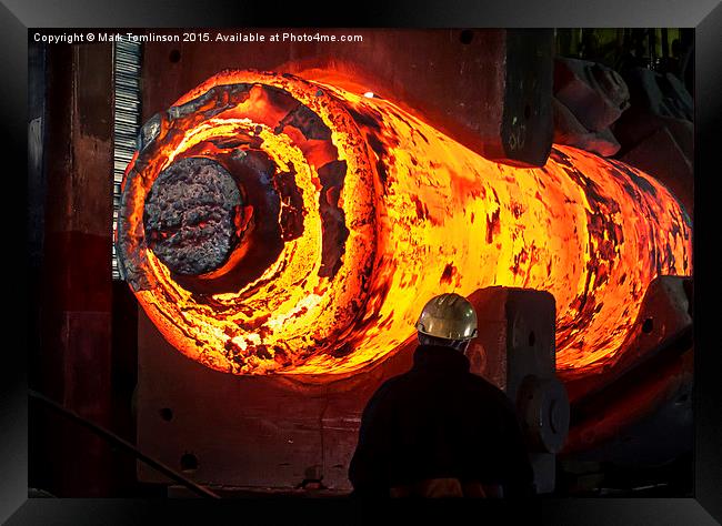  Large Ingot being forged at high temperature Framed Print by Mark Tomlinson