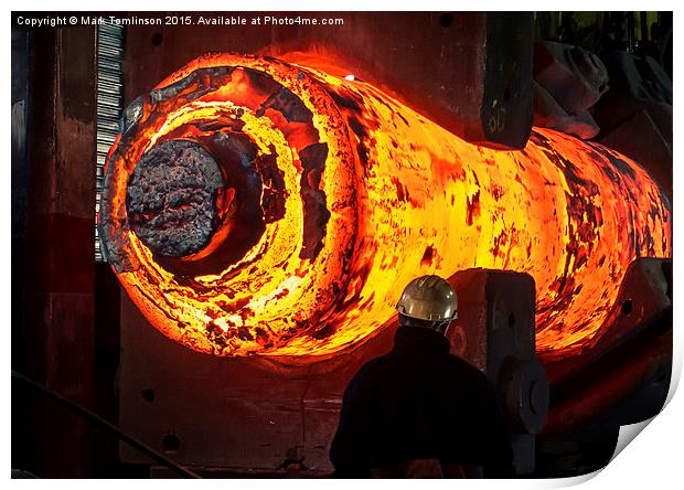  Large Ingot being forged at high temperature Print by Mark Tomlinson