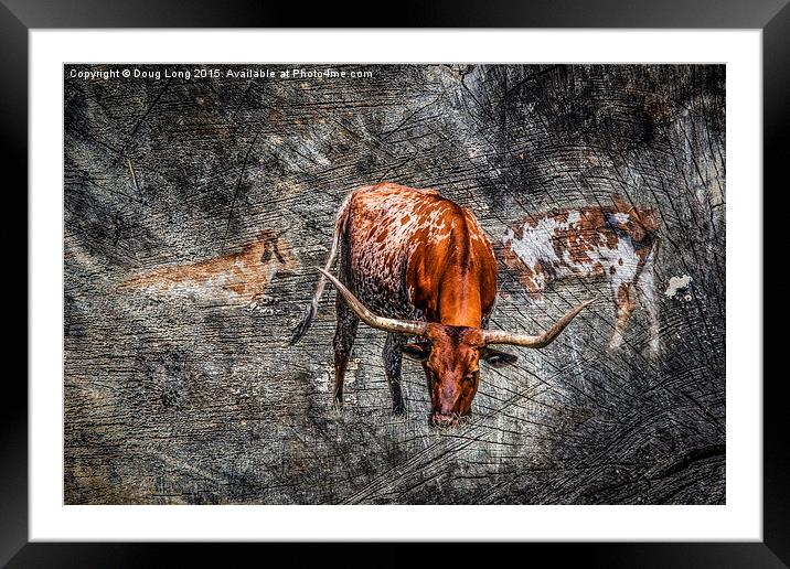 Longhorn Cattle Framed Mounted Print by Doug Long