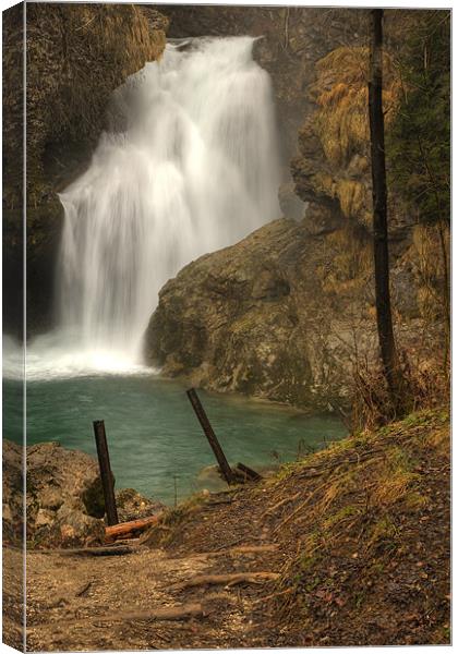 Sum Waterfall in Vintgar Gorge, near Bled, Sloveni Canvas Print by Ian Middleton
