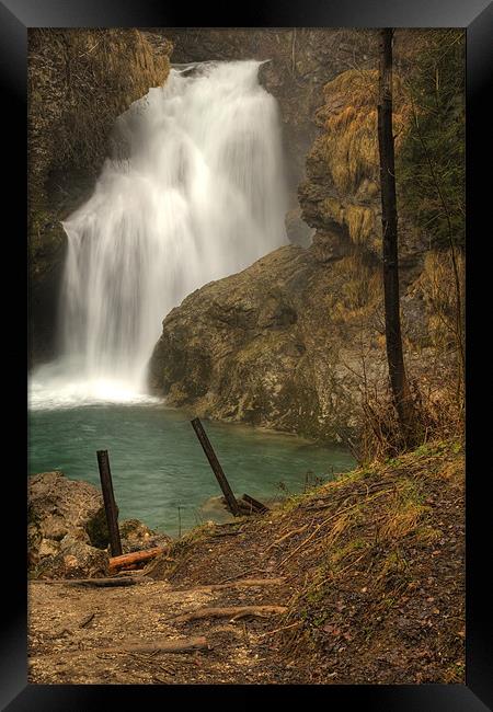Sum Waterfall in Vintgar Gorge, near Bled, Sloveni Framed Print by Ian Middleton