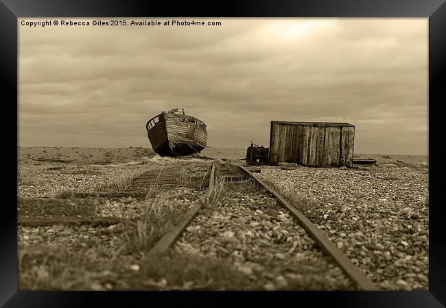  Old Boat at Dungeness Framed Print by Rebecca Giles