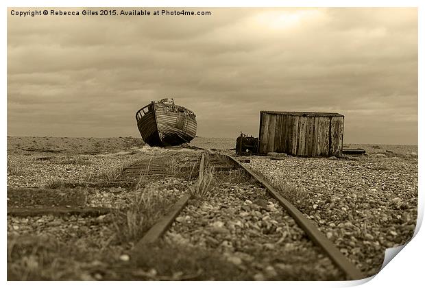  Old Boat at Dungeness Print by Rebecca Giles