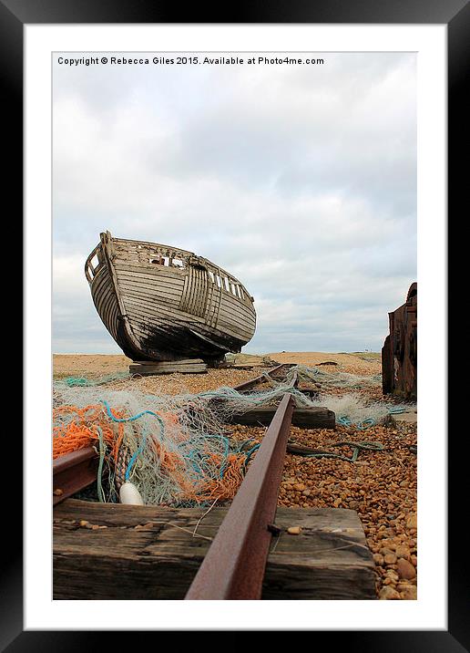  Old Boat at Dungeness Framed Mounted Print by Rebecca Giles