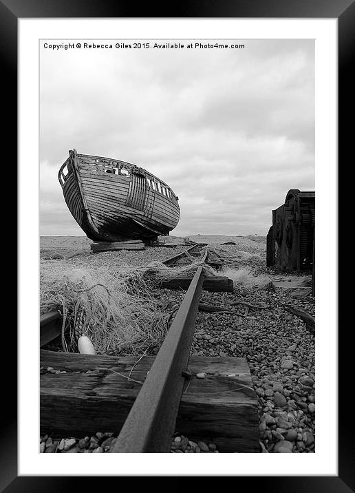  Old Boat at Dungeness Framed Mounted Print by Rebecca Giles
