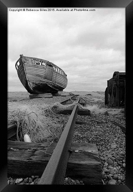  Old Boat at Dungeness Framed Print by Rebecca Giles