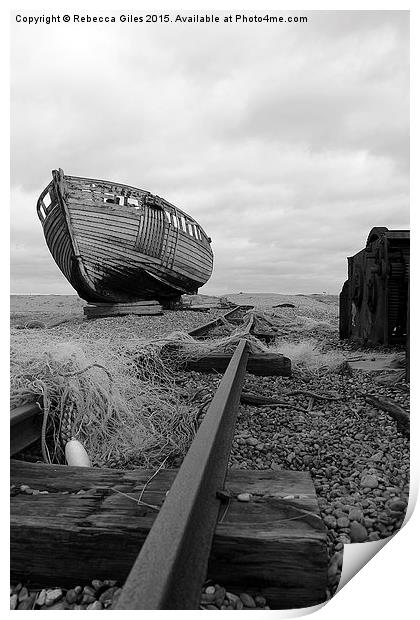  Old Boat at Dungeness Print by Rebecca Giles