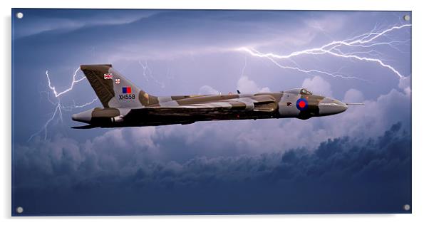 Vulcan Bomber in a Storm Acrylic by Roger Green