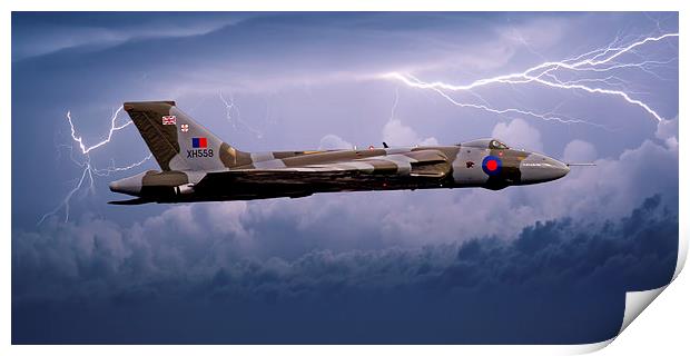 Vulcan Bomber in a Storm Print by Roger Green