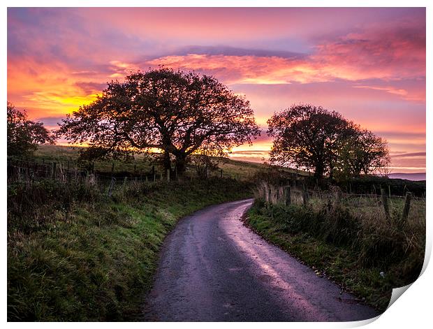 Majestic Sunrise over the Welsh Countryside Print by P D