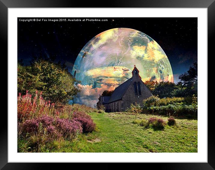  moon over the church Framed Mounted Print by Derrick Fox Lomax