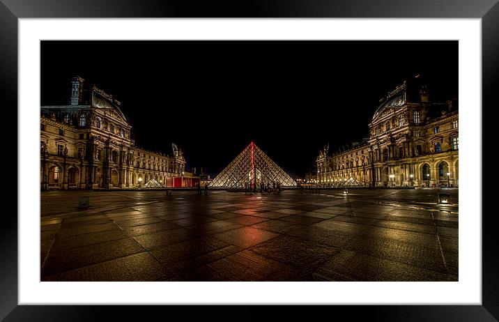  A Wet Night At The Louvre Framed Mounted Print by LensLight Traveler
