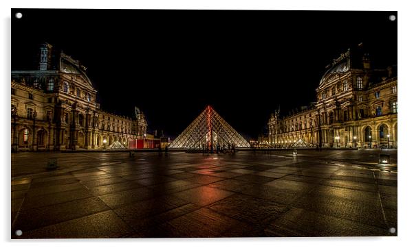  A Wet Night At The Louvre Acrylic by LensLight Traveler