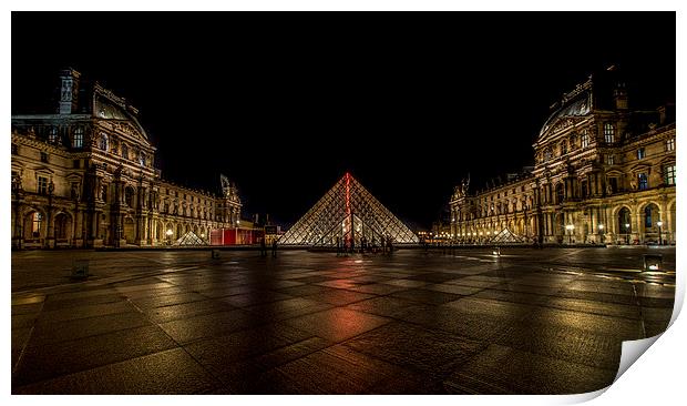  A Wet Night At The Louvre Print by LensLight Traveler